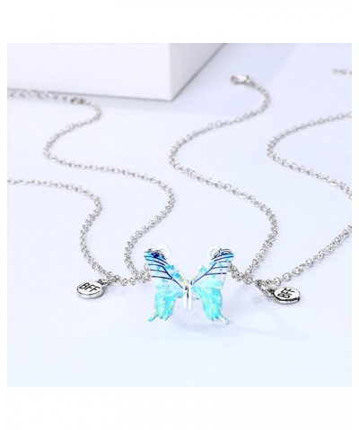 BFF Necklace for 2-Split Butterfly Friendship Necklace Best Friend Forever Colored Butterfly BFF Pendant Best Friend Necklace...