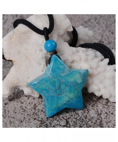 30mm Gemstone carved star pendant necklace 22 Dyed Turquoise $8.39 Necklaces