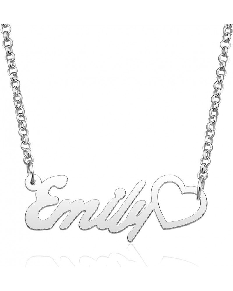 Personalized Name Necklace Sterling Silver Pendant Customized Custom *A Custom Name-with heart* $10.99 Necklaces