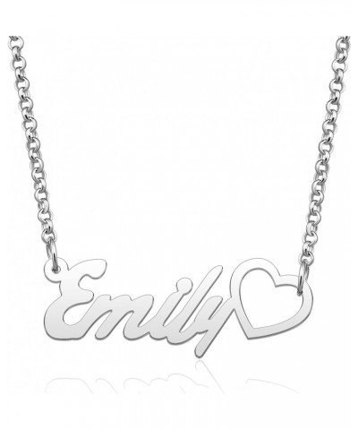 Personalized Name Necklace Sterling Silver Pendant Customized Custom *A Custom Name-with heart* $10.99 Necklaces