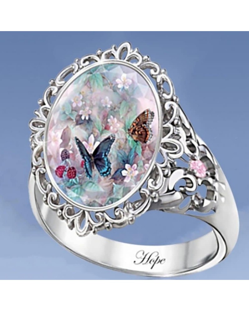 925 Sterling Silver Ring Exquisite Floral Opal Ring for Womens Pink White Zircon Jewelry Rings Ladies Ring Engagement Ring Pa...