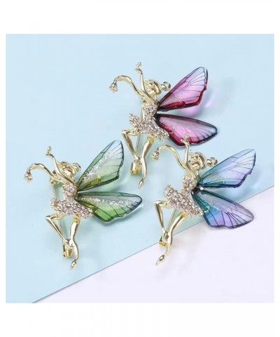 Flying Angel Wings Rhinestone Brooch Pins for Women Girls Ballet girls Fairy sticks Angel wings Zirconia Brooch Elegant Weddi...