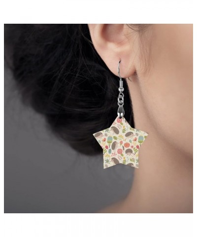 Round Wooden Dangle Earrings Lightweight Earrings For Women Ladies Girl 2.8 x 1.6 inch (Star) Multi 11 $7.50 Earrings