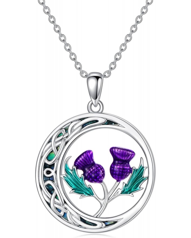 Scottish Thistle Necklace 925 Sterling Silver Celtic Knot Scottish Pendant Necklace Scottish Thistle Jewelry Thistle Gifts fo...