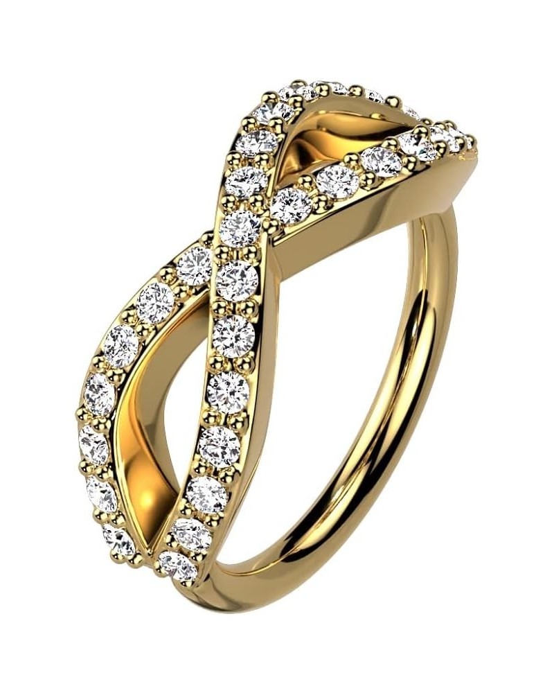 20GA CZ Crystal Paved Infinity Sign Bendable Hoop Ring Gold Tone $10.68 Body Jewelry