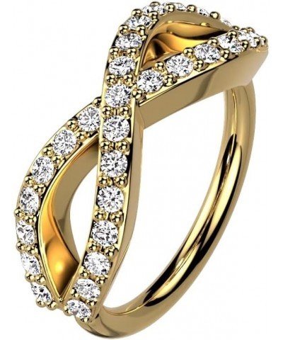 20GA CZ Crystal Paved Infinity Sign Bendable Hoop Ring Gold Tone $10.68 Body Jewelry