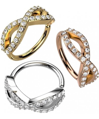 20GA CZ Crystal Paved Infinity Sign Bendable Hoop Ring Gold Tone $10.68 Body Jewelry