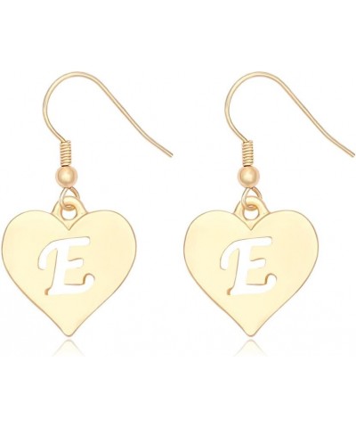 Heart Shaped Single Initial Alphabet Letters Personalized Charms Dangle Earrings E gold-plated-brass $10.36 Earrings