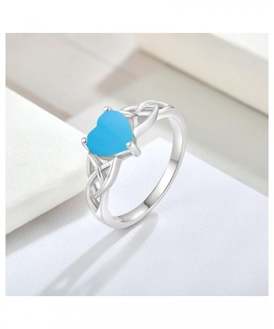 Celtic Knot Heart Gemstone Ring for Women Solid 10K/14K/18K Gold Celtic Knot Engagement Ring Celtic Heart Wedding Promise Rin...