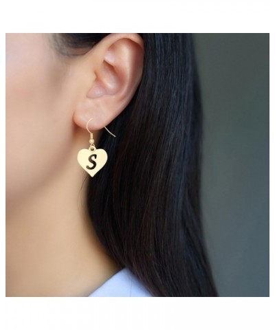 Heart Shaped Single Initial Alphabet Letters Personalized Charms Dangle Earrings E gold-plated-brass $10.36 Earrings