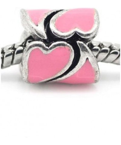 Mothers Day Jewelry Heart Pattern Charm Bead Compatible for Most European Snake Chain Bracelets Pink Hearts $7.79 Bracelets