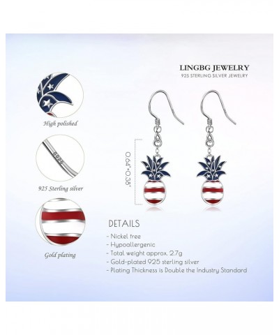 American Flag Earrings 925 Sterling Silver 4th of July Earrings US Flag Earrings for Women Independence Day Earrings Celebrat...