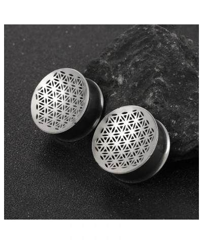 2 PCS Hypoallergenic 316 Stainless Steel 0G-1" Hollow Floral Single Flared Tunnels Unique Saddle Gauges Ear Plugs Expander St...