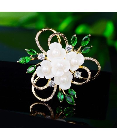 Rhinestone Flower Brooch for Women Pearl Flower Brooch Pins 18K Gold-plated Flower Lapel Pin Jewelry Valentine's Day Birthday...