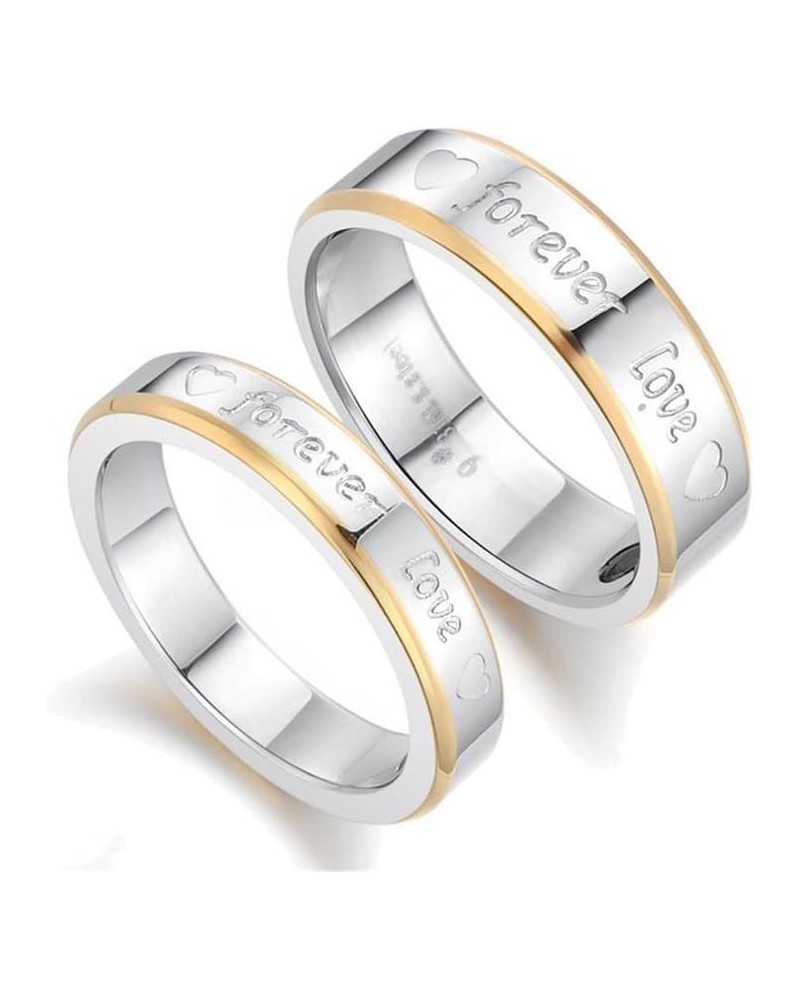 2pcs "Forever Love" Stainless Steel Promise Rings for Couple Wedding Engagement Band (Pack in Box) Men Size 7 & Women Size 6 ...