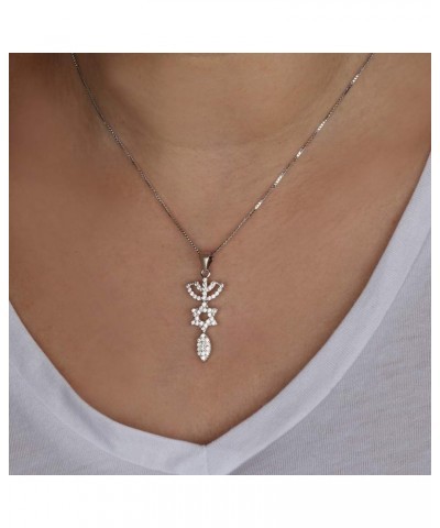 Messianic Judaism 925 Sterling Silver Messianic Symbol Necklace Jewelry, Made In Israel, Cubic Zirconia Rare Spiritual Bible ...