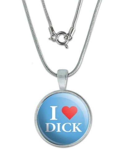 I Love Dick Heart 0.75" Pendant with Sterling Silver Plated Chain Carolina Blue $9.17 Necklaces