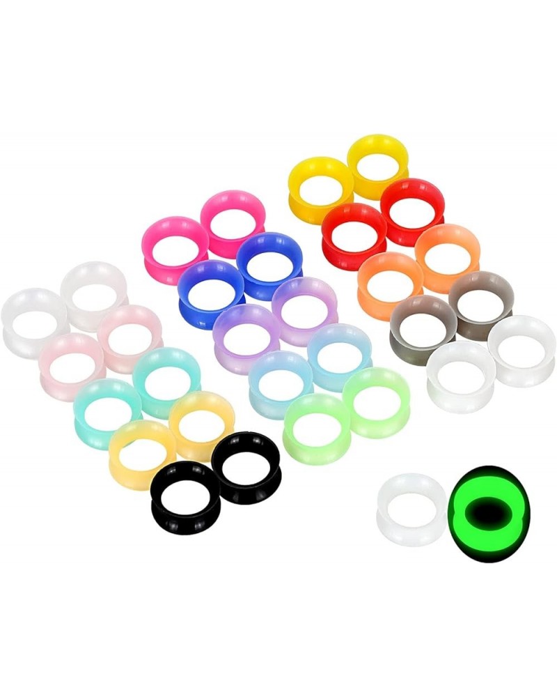 16Pairs Multi-Colors Silicone Ear Tunnels Gauges Double Flared Plugs Stretchers Flexible Ear Piercing Jewelry for Women Men 2...