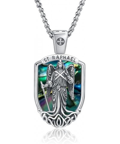 925 Sterling Silver Patron Saint Amulet Necklace | 7 Archangel Protection Medal Pendant Necklace | Saint Raphael,Michael,Chri...