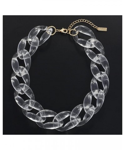 Statement Chunky Choker Fashion Acrylic Cable Link Chain Necklace for Women Transparent $10.25 Necklaces