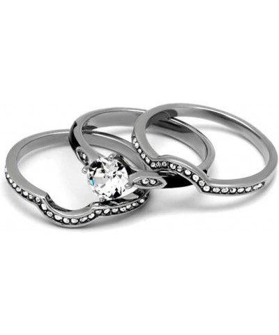 Her and His 4 Piece Silver and Black Stainless Steel and Titanium Wedding Ring Band Set Size Women's 05 Men's 06 $20.50 Sets