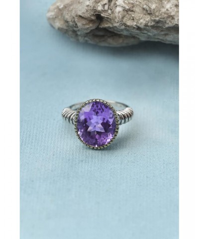 12x14 MM Amethyst 18kt Gold Over Silver Chunky Ring $22.00 Rings