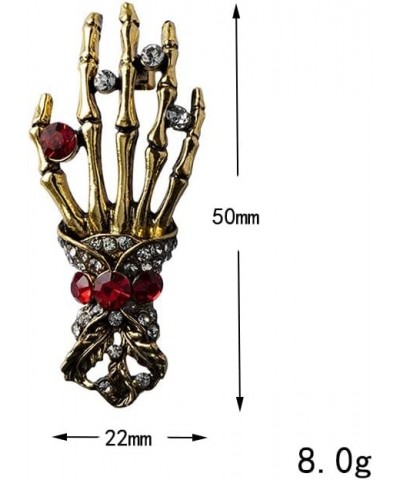 Vintage Skeleton Hand Brooch Pin Gothic Crystal Halloween Skull Brooch for Women Halloween Jewelry Gifts silver $8.69 Brooche...