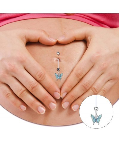 Plastic Pregnancy Belly Button Rings Long Bar Navel Rings for Maternity Sport Pregnant Women Flexible Clear Acrylic Dangle Be...