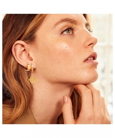 Huggie Hoop Earrings for Women Gold Sleeper 18K Gold Filled Dainty Small Simple Hypoallergenic Jewelry Honeycomb $9.27 Earrings