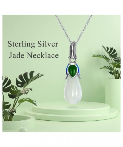 Jade Necklace for Women Mom Sterling Silver Jade Fortune Necklace Good Luck Jewelry Birthday Valentine's Day Mother's Day Gif...