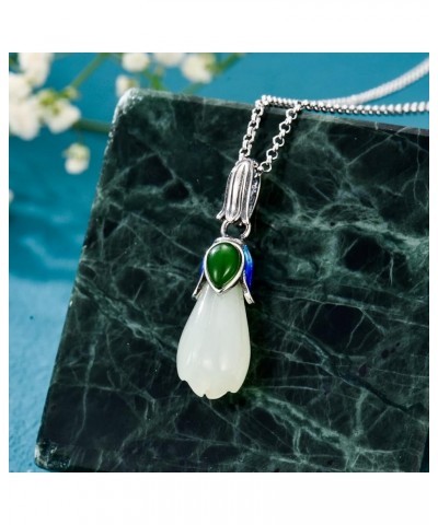 Jade Necklace for Women Mom Sterling Silver Jade Fortune Necklace Good Luck Jewelry Birthday Valentine's Day Mother's Day Gif...