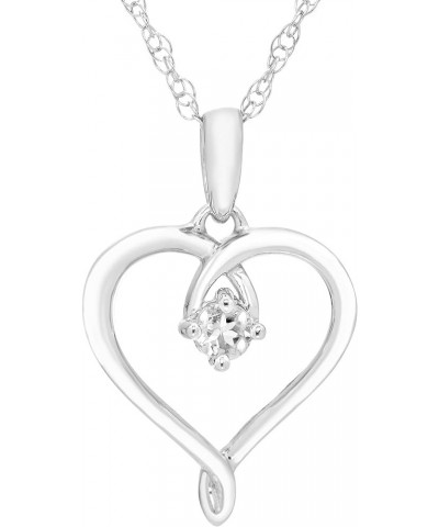 .925 Sterling Silver Birthstone Heart, Teardrop and Circle Pendant Necklace (G-H Color, I2-I3 Clarity) - Choice of Gemstone 0...