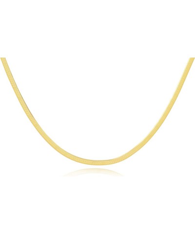 Stackable Layering Adjustable Sterling Silver 18k Gold Chain Necklace for Women Essential Chain Collection 09-Thick Herringbo...