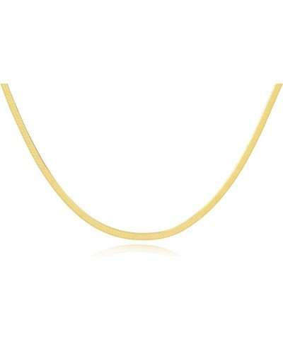 Stackable Layering Adjustable Sterling Silver 18k Gold Chain Necklace for Women Essential Chain Collection 09-Thick Herringbo...