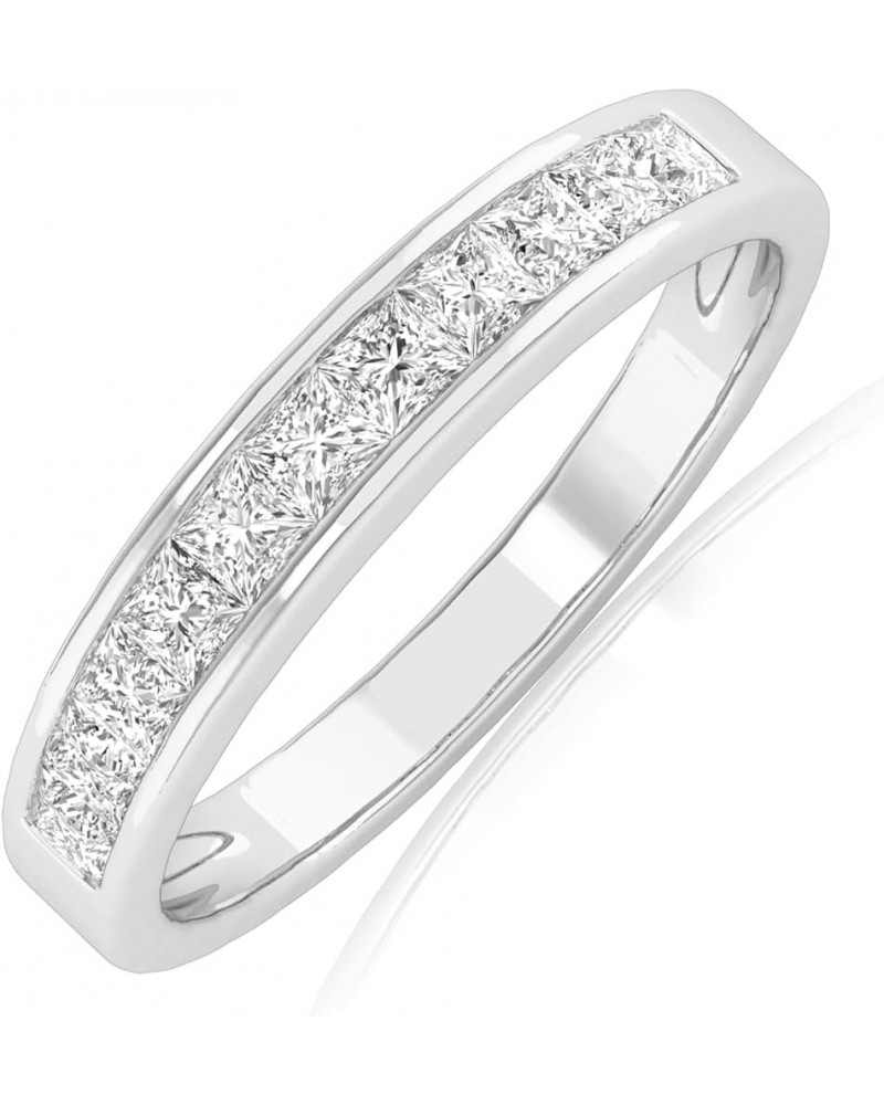 1 Carat t.w. LAB GROWN Princess Cut Diamond Wedding Band Ring (E-F Color VS2-SI1 Clarity) 4 White Gold $503.72 Bracelets