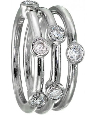 Sterling Silver Cubic Zirconia Set of 3 Stackable Bezel-set Band Rings Sterling Silver $23.84 Rings