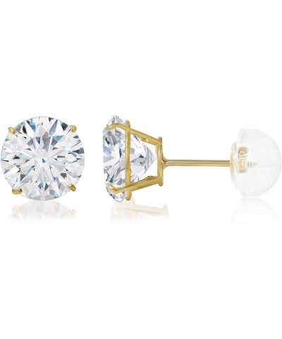 14K Gold Round Solitaire Cubic Zirconia CZ Stud Earrings in Yellow OR White 0.1-2.0 carat Yellow Gold - 8mm $23.22 Earrings