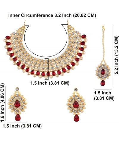 Indian Jewelry Sets for Women CZ Cubic Zirconia Floral Bridal Jewelry Set for Wedding Choker Necklace and Earrings Set Faux P...