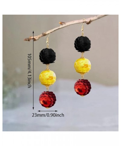 Shiny Multi-Color Sequin Ball with Three Layers of Contrasting Exaggerated Alloy Dangle Drop Earrings Sparkling Disco Dancing...