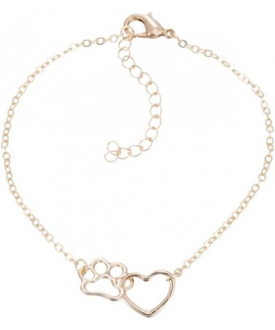 Hollow Heart Puppy Dog Cat Pet Paw Print Bracelet Animal Footprint Jewelry gold $8.54 Bracelets