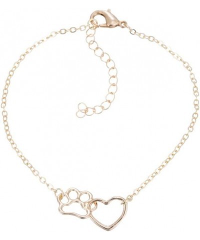 Hollow Heart Puppy Dog Cat Pet Paw Print Bracelet Animal Footprint Jewelry gold $8.54 Bracelets