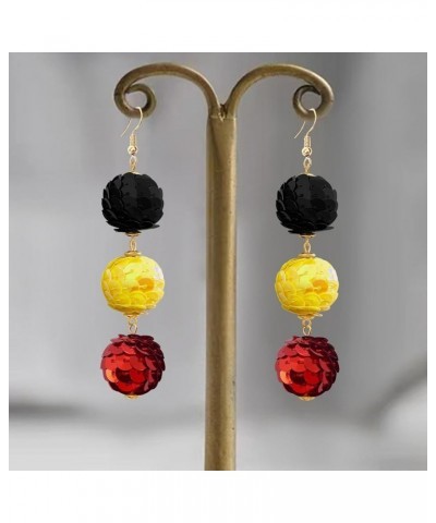 Shiny Multi-Color Sequin Ball with Three Layers of Contrasting Exaggerated Alloy Dangle Drop Earrings Sparkling Disco Dancing...