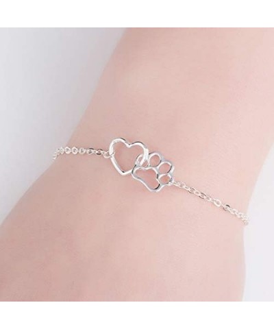 Hollow Heart Puppy Dog Cat Pet Paw Print Bracelet Animal Footprint Jewelry gold $8.54 Bracelets