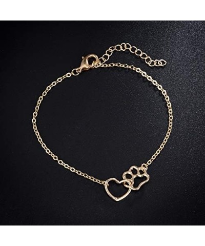 Hollow Heart Puppy Dog Cat Pet Paw Print Bracelet Animal Footprint Jewelry gold $8.54 Bracelets