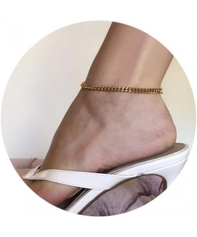 Gold Ankle Bracelets for Women,14K Gold Anklets for Women Waterproof Cuban Link Figaro Chain Gold Anklet for Women Summer Bea...