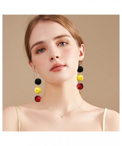 Shiny Multi-Color Sequin Ball with Three Layers of Contrasting Exaggerated Alloy Dangle Drop Earrings Sparkling Disco Dancing...