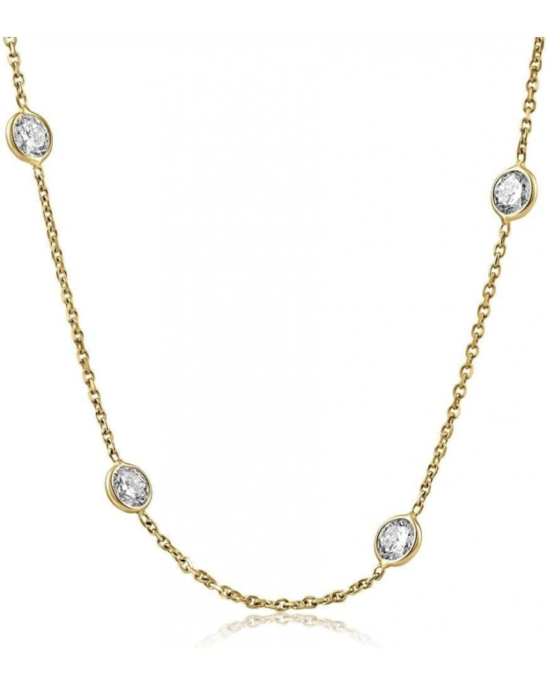 4Ct Diamonds By The Yard Necklace 14K Yellow Gold Lab Grown Station Pendant $741.85 Necklaces