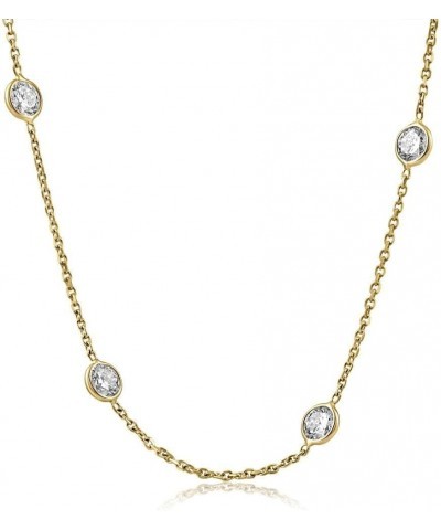 4Ct Diamonds By The Yard Necklace 14K Yellow Gold Lab Grown Station Pendant $741.85 Necklaces