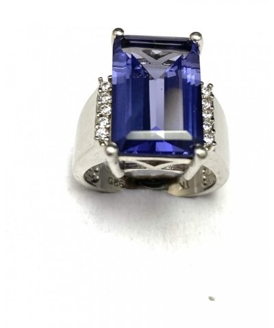 R6418B Emerald Cut Blue Helenite Contemporary Style Sterling Silver Modern Ring Blue,Emerald,Green $38.25 Rings