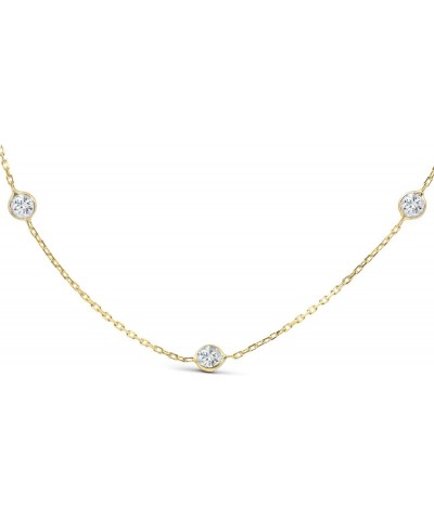 4Ct Diamonds By The Yard Necklace 14K Yellow Gold Lab Grown Station Pendant $741.85 Necklaces